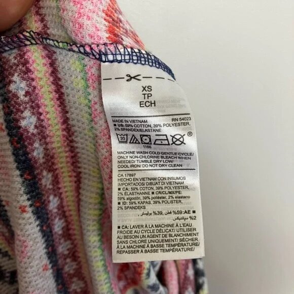 Old Nay Multicolored Patterned Holiday Winter Waffle-Knit One-Piece Pajamas - Picture 6 of 7